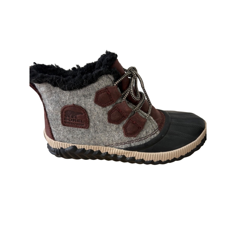 Sorel Waterproof Booties Winter Ankle‎ Boots Faux Fur Lined Gray Size 7 - Picture 6 of 13